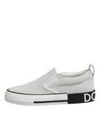 Dolce &amp; Gabbana White Dotted Leather Slip On Men Sneakers Shoes