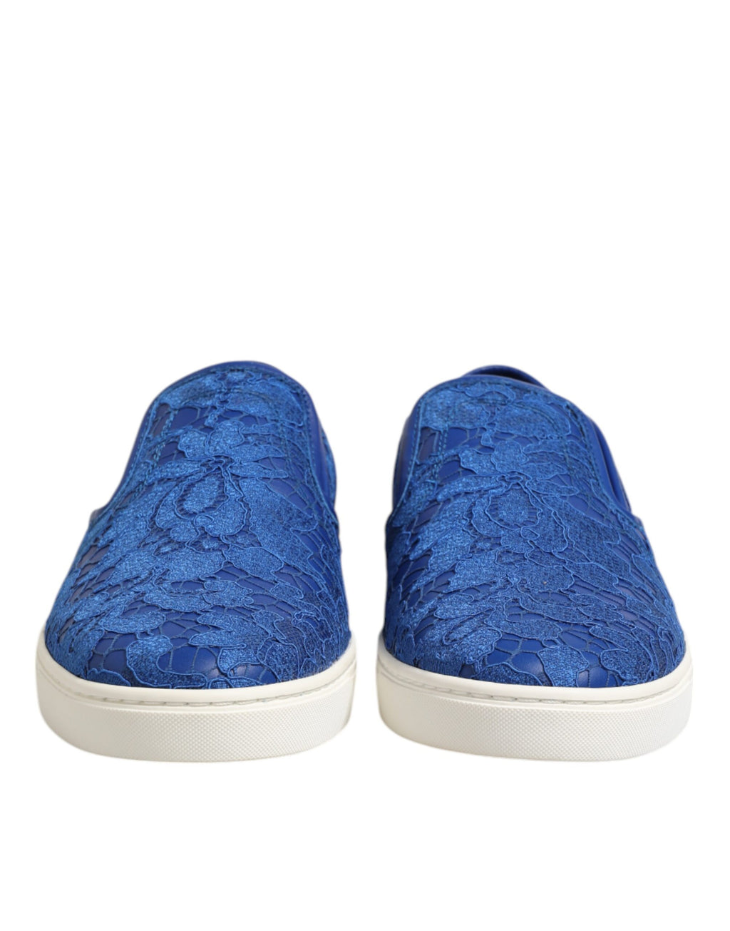 Dolce &amp; Gabbana Blue Leather Lace Slip On Sneaker Shoes