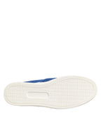 Dolce &amp; Gabbana Blue Leather Lace Slip On Sneaker Shoes