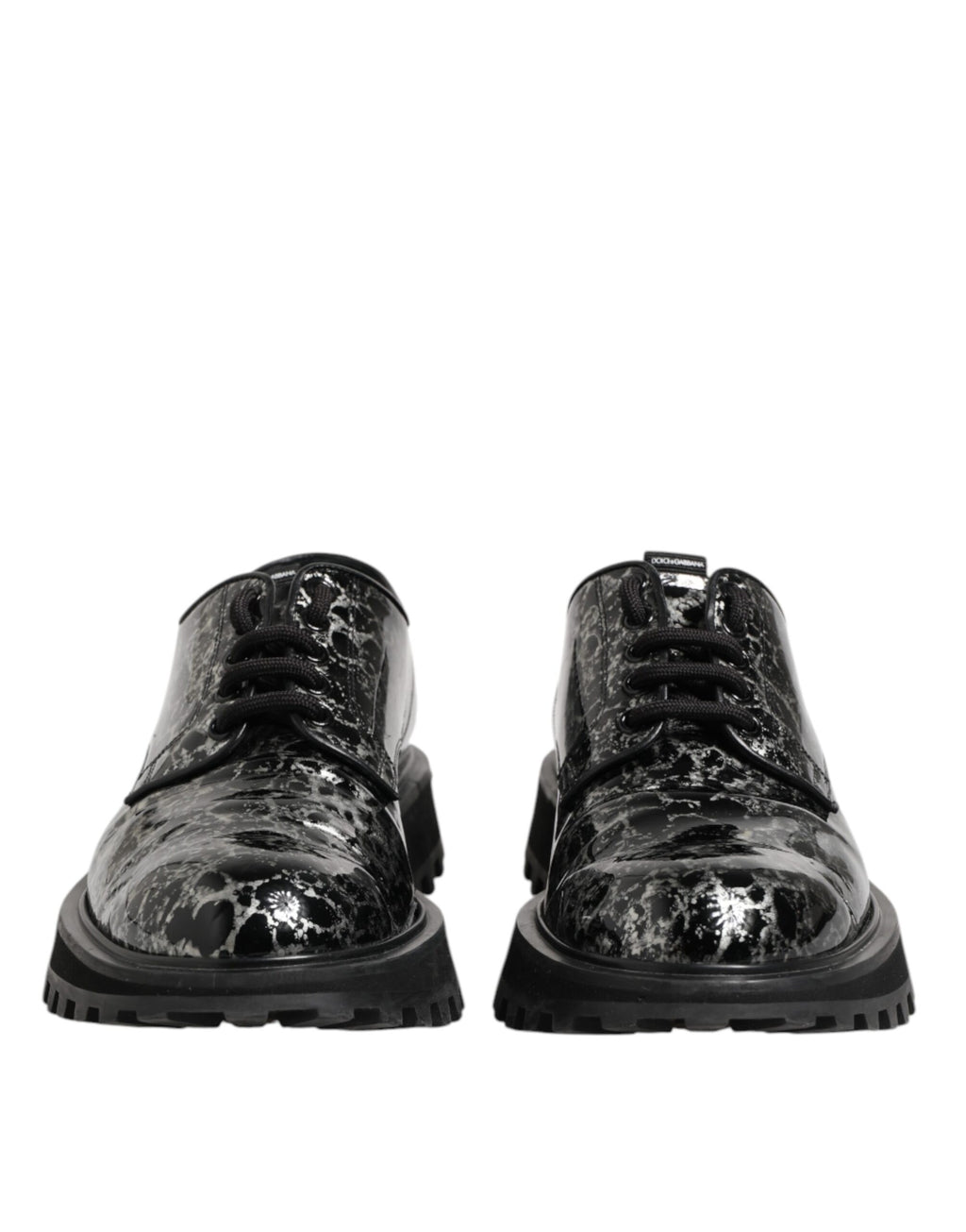 Dolce &amp; Gabbana Black White Calfskin Chunky Derby Shoes