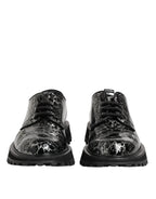 Dolce &amp; Gabbana Black White Calfskin Chunky Derby Shoes