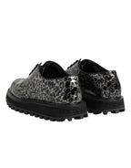 Dolce &amp; Gabbana Black White Calfskin Chunky Derby Shoes