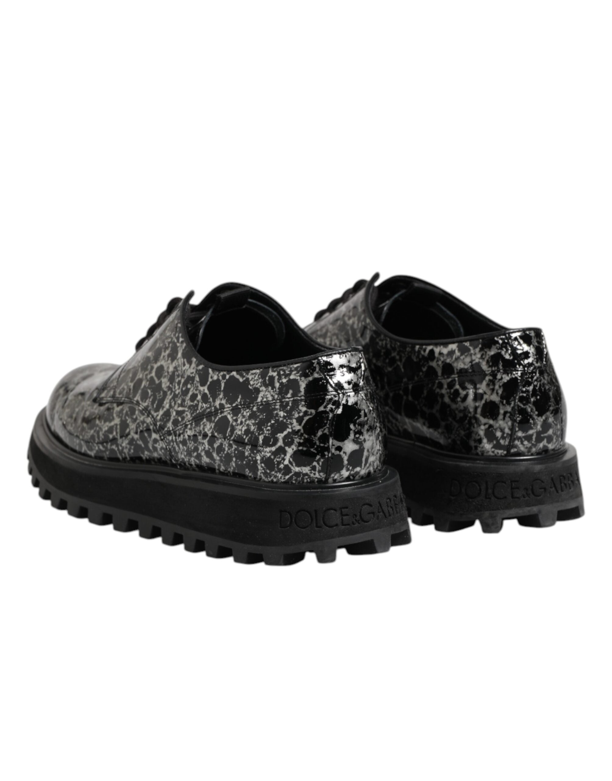 Dolce &amp; Gabbana Black White Calfskin Chunky Derby Shoes