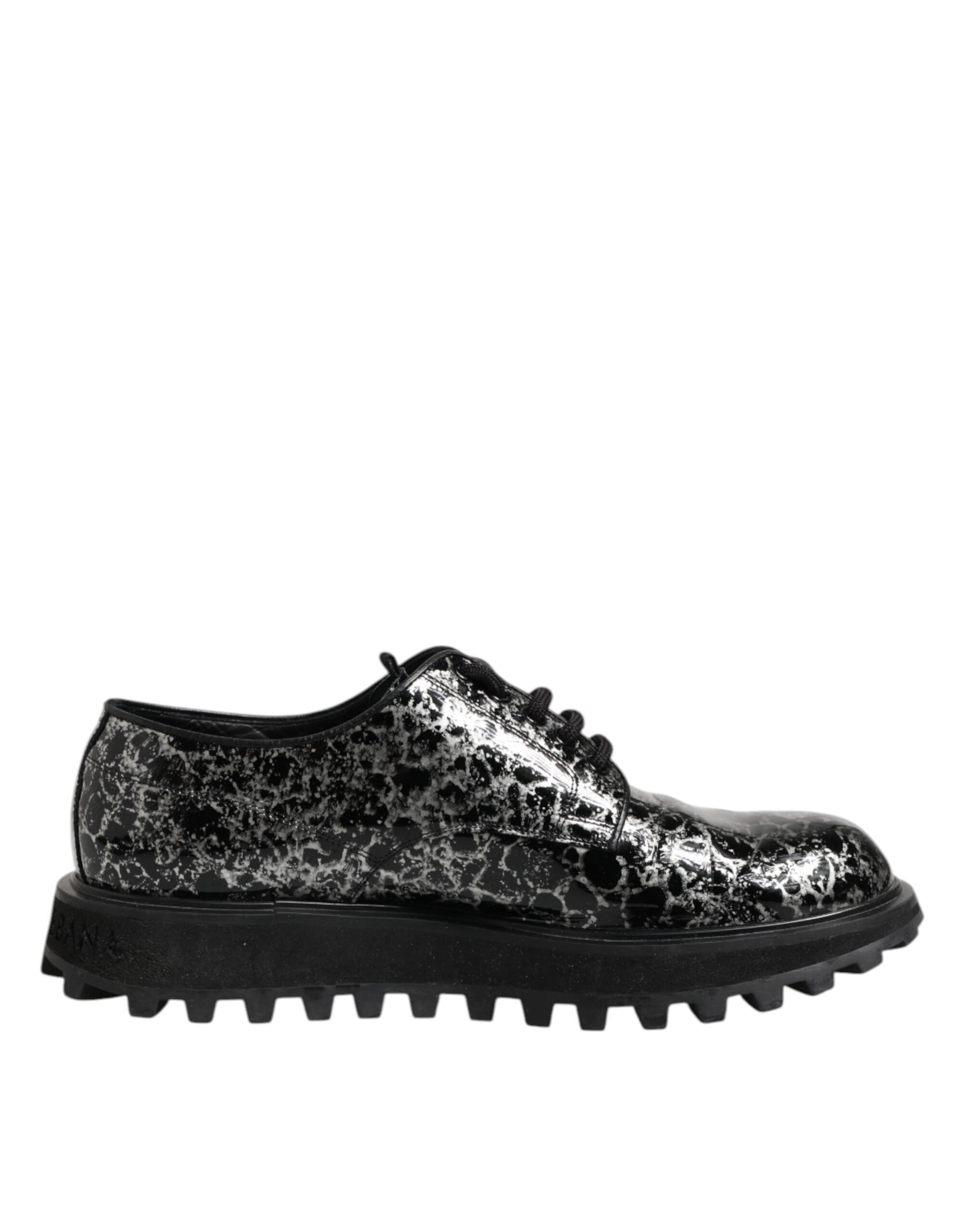 Dolce &amp; Gabbana Black White Calfskin Chunky Derby Shoes