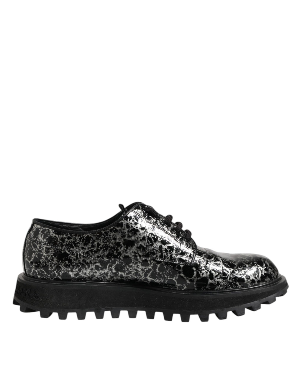 Dolce &amp; Gabbana Black White Calfskin Chunky Derby Shoes