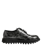 Dolce &amp; Gabbana Black White Calfskin Chunky Derby Shoes