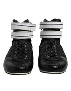 Dolce &amp; Gabbana Black Quilted Leather Lace Up Sneakers Shoes
