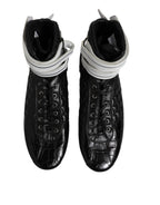 Dolce &amp; Gabbana Black Quilted Leather Lace Up Sneakers Shoes
