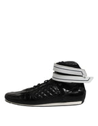 Dolce &amp; Gabbana Black Quilted Leather Lace Up Sneakers Shoes