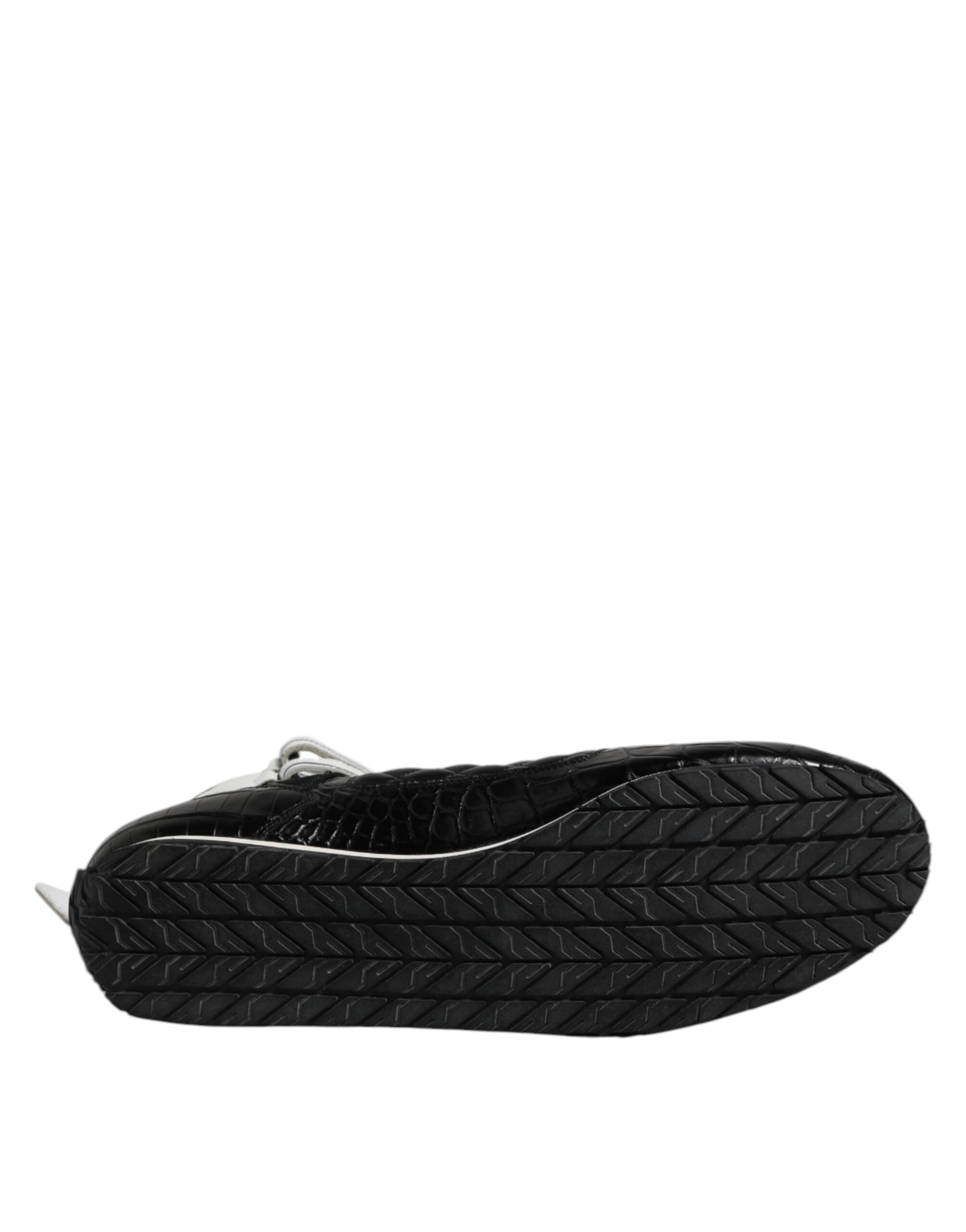 Dolce &amp; Gabbana Black Quilted Leather Lace Up Sneakers Shoes