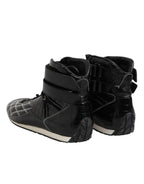 Dolce &amp; Gabbana Black Quilted Leather Lace Up Sneakers Shoes