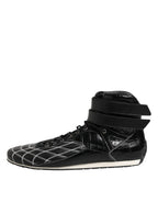 Dolce &amp; Gabbana Black Quilted Leather Lace Up Sneakers Shoes