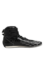 Dolce &amp; Gabbana Black Quilted Leather Lace Up Sneakers Shoes