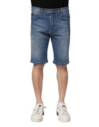 Dolce &amp; Gabbana Blue Cotton Stretch Men Denim Bermuda Shorts