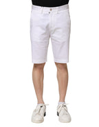 Dolce &amp; Gabbana White Cotton Stretch Men Denim Bermuda Shorts