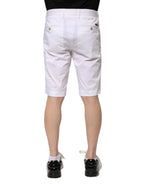 Dolce &amp; Gabbana White Cotton Stretch Men Denim Bermuda Shorts