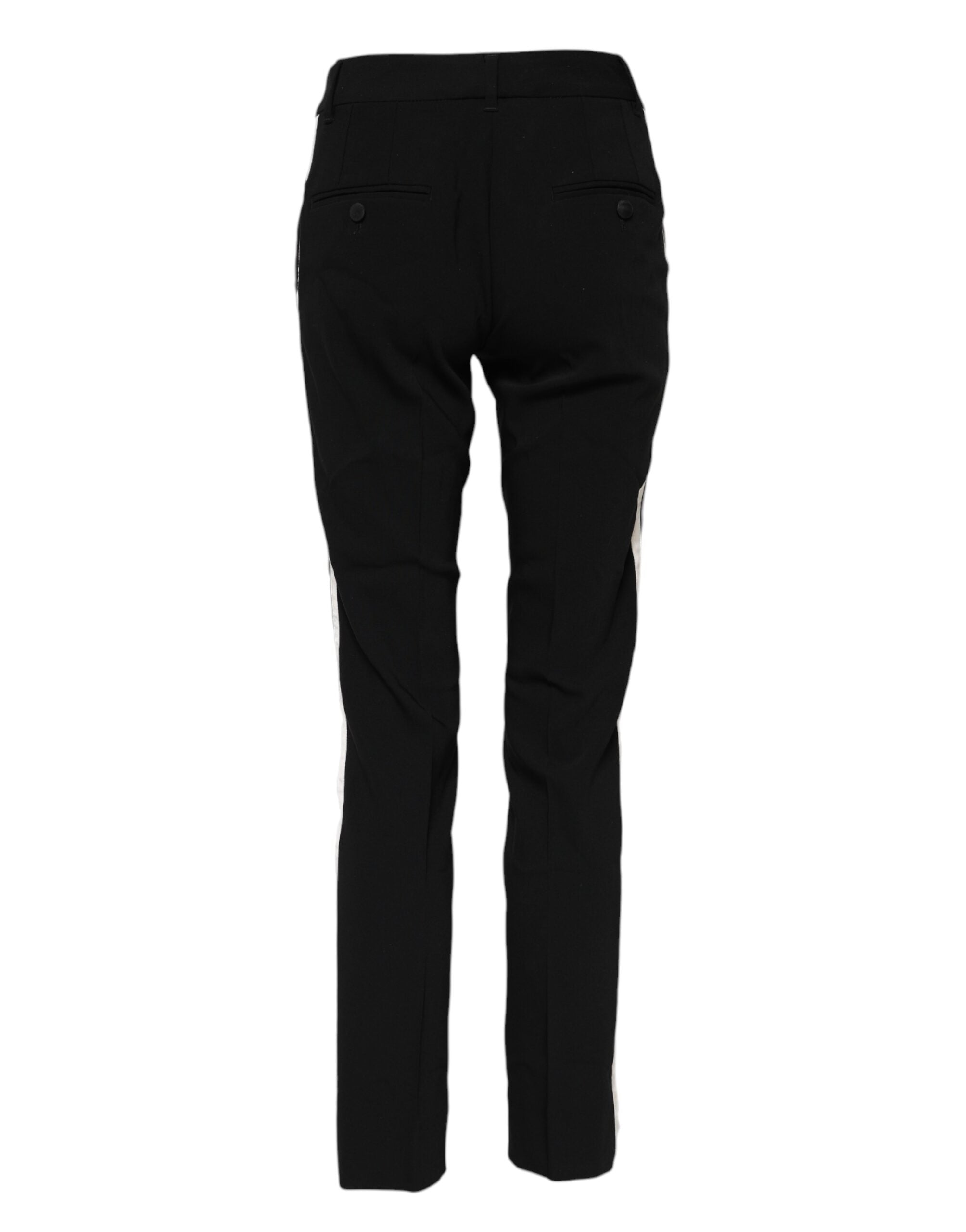 Dolce &amp; Gabbana Black Wool Mid Waisted Tapered Dress Pants