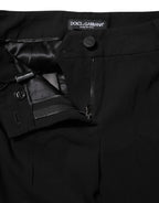 Dolce &amp; Gabbana Black Wool Mid Waisted Tapered Dress Pants