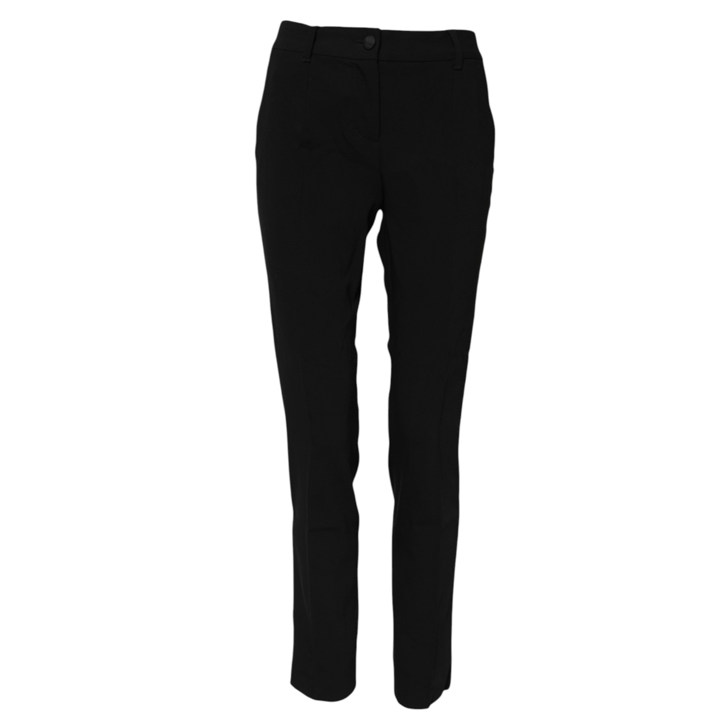 Dolce &amp; Gabbana Black Wool Mid Waisted Tapered Dress Pants