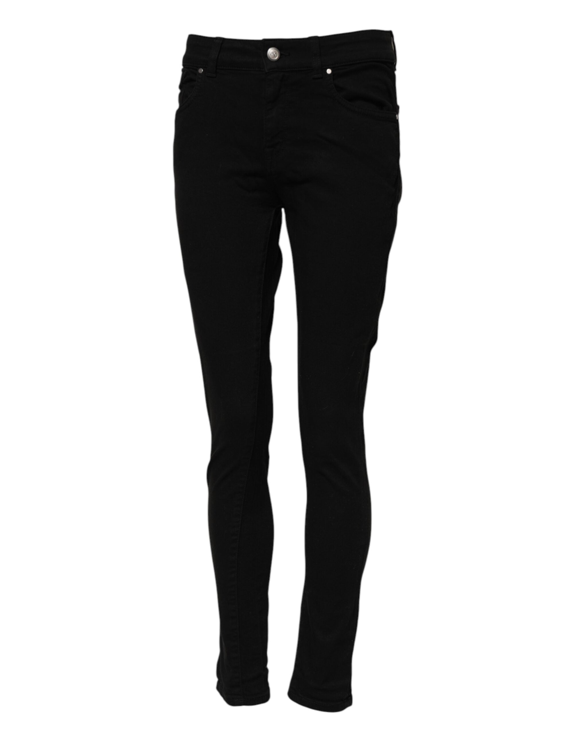 Dolce &amp; Gabbana Black Cotton Skinny Mid Waisted Denim Jeans
