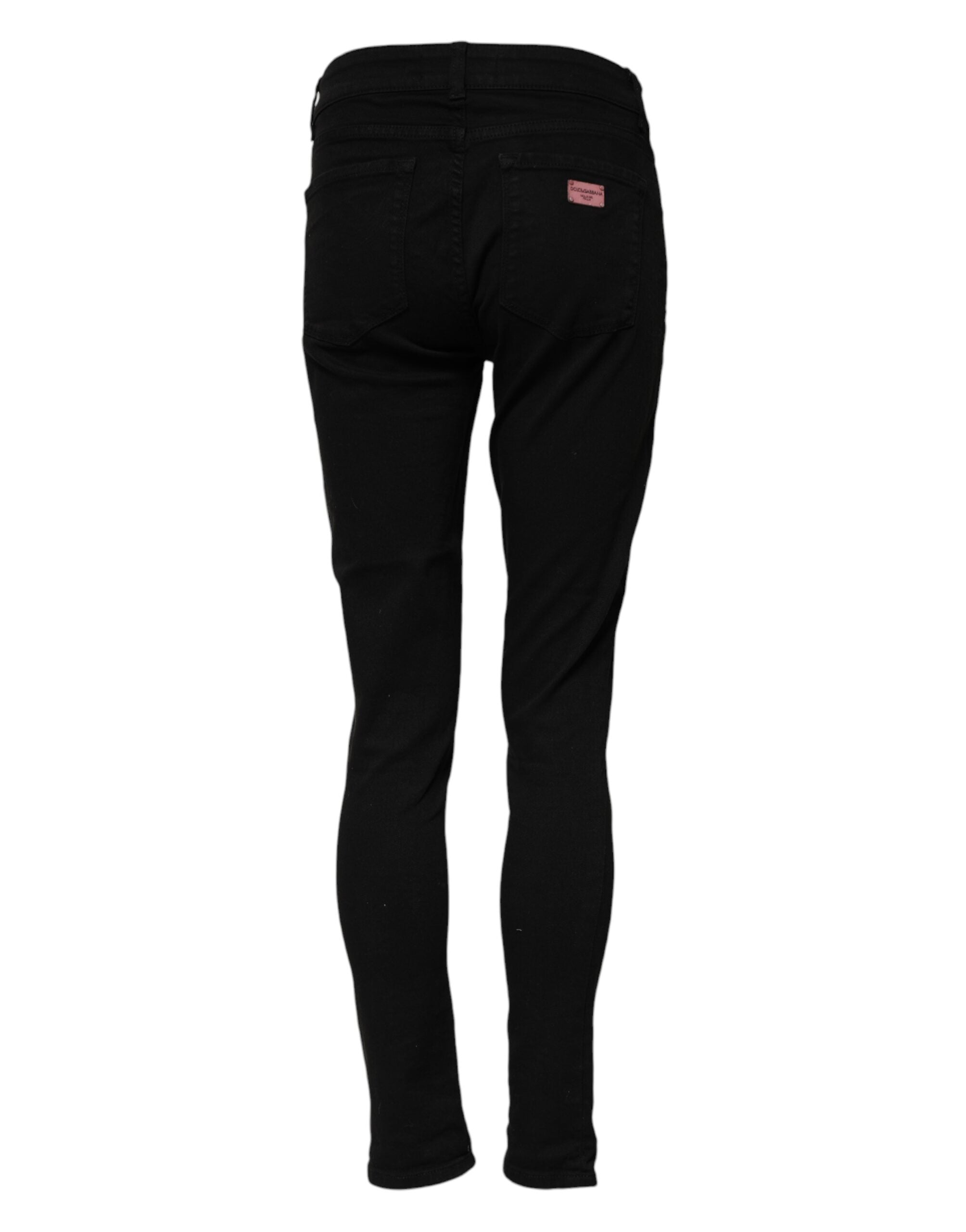 Dolce &amp; Gabbana Black Cotton Skinny Mid Waisted Denim Jeans