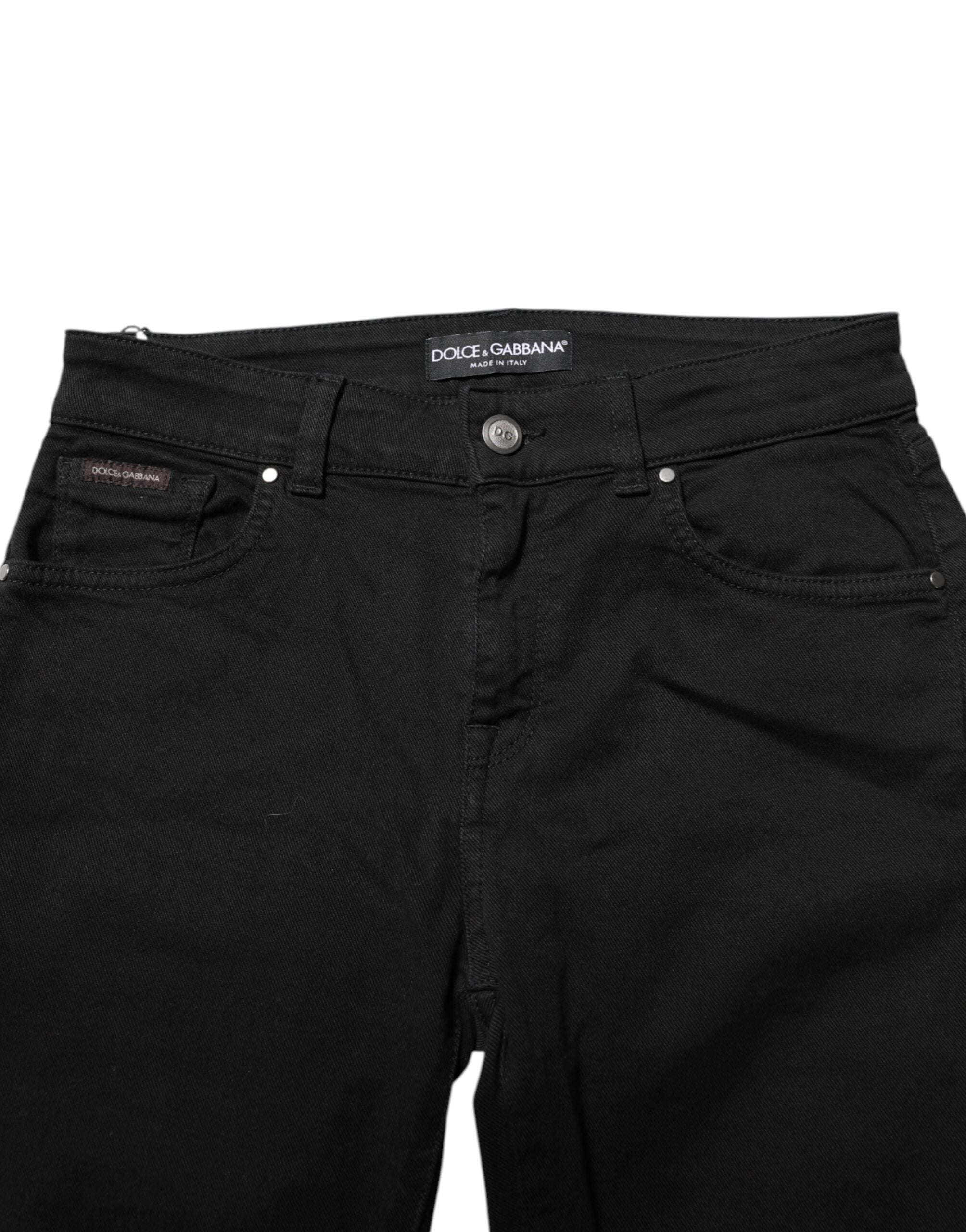 Dolce &amp; Gabbana Black Cotton Skinny Mid Waisted Denim Jeans