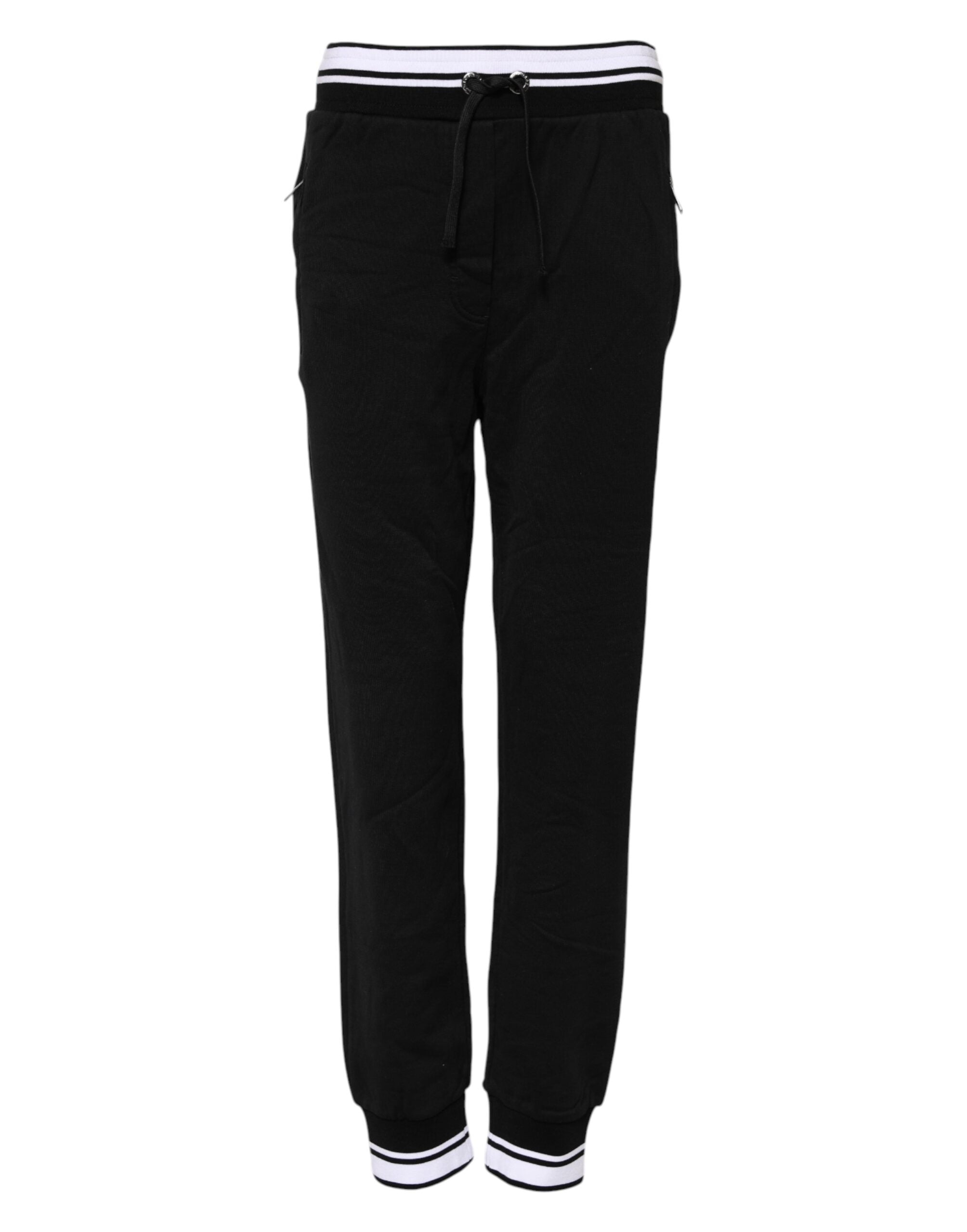 Dolce &amp; Gabbana Black Cotton Mid Waist Jogger Pants