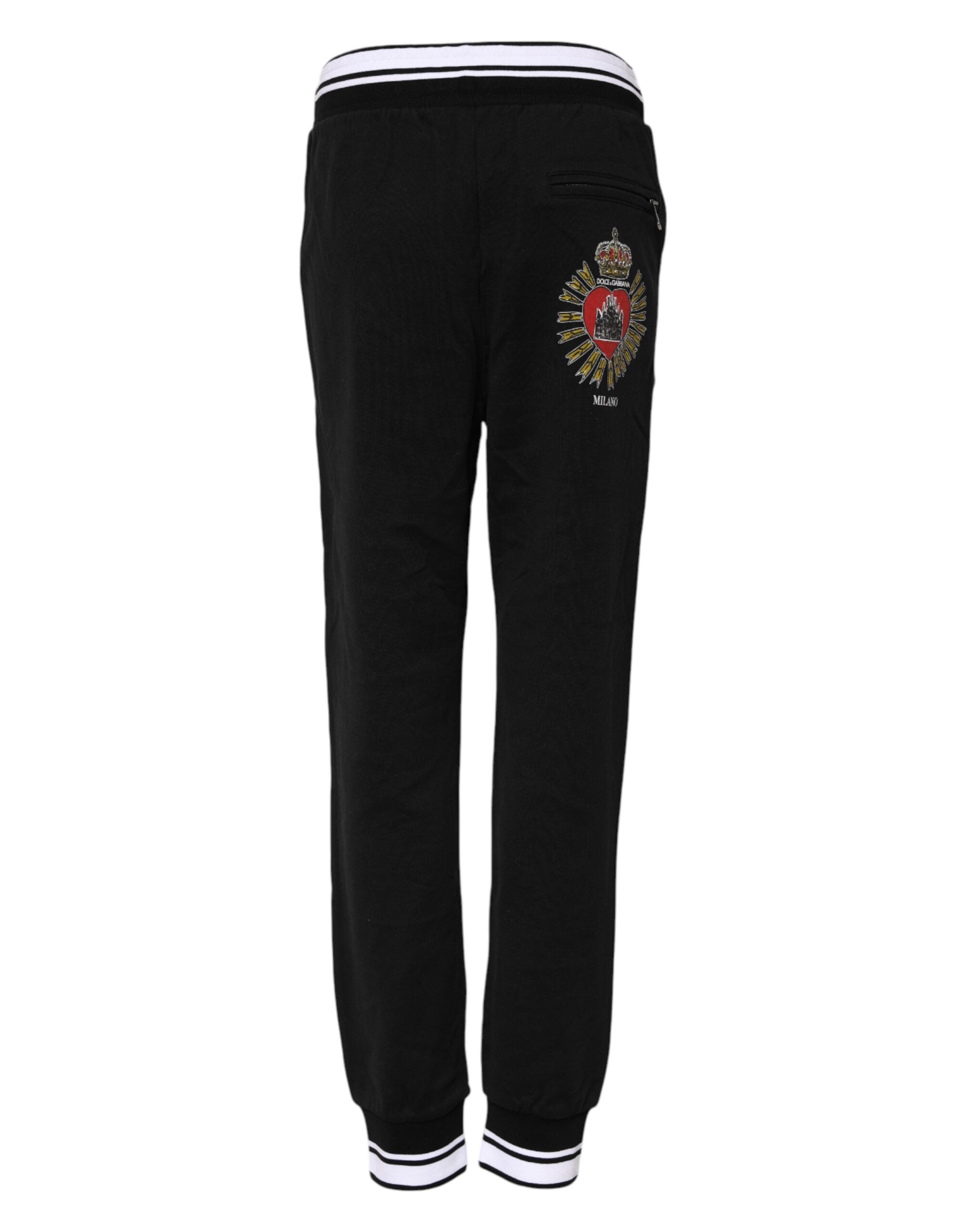 Dolce &amp; Gabbana Black Cotton Mid Waist Jogger Pants