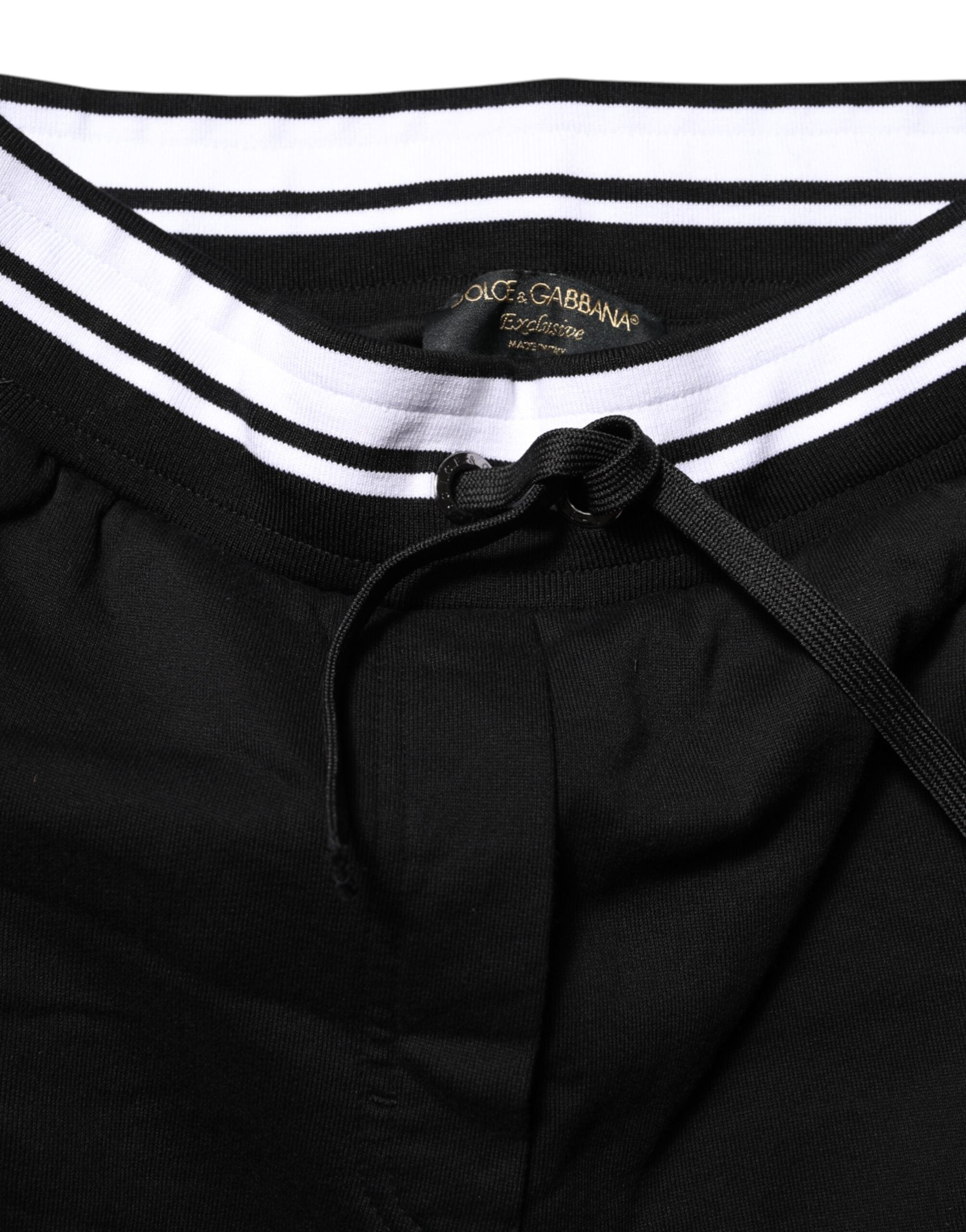 Dolce &amp; Gabbana Black Cotton Mid Waist Jogger Pants