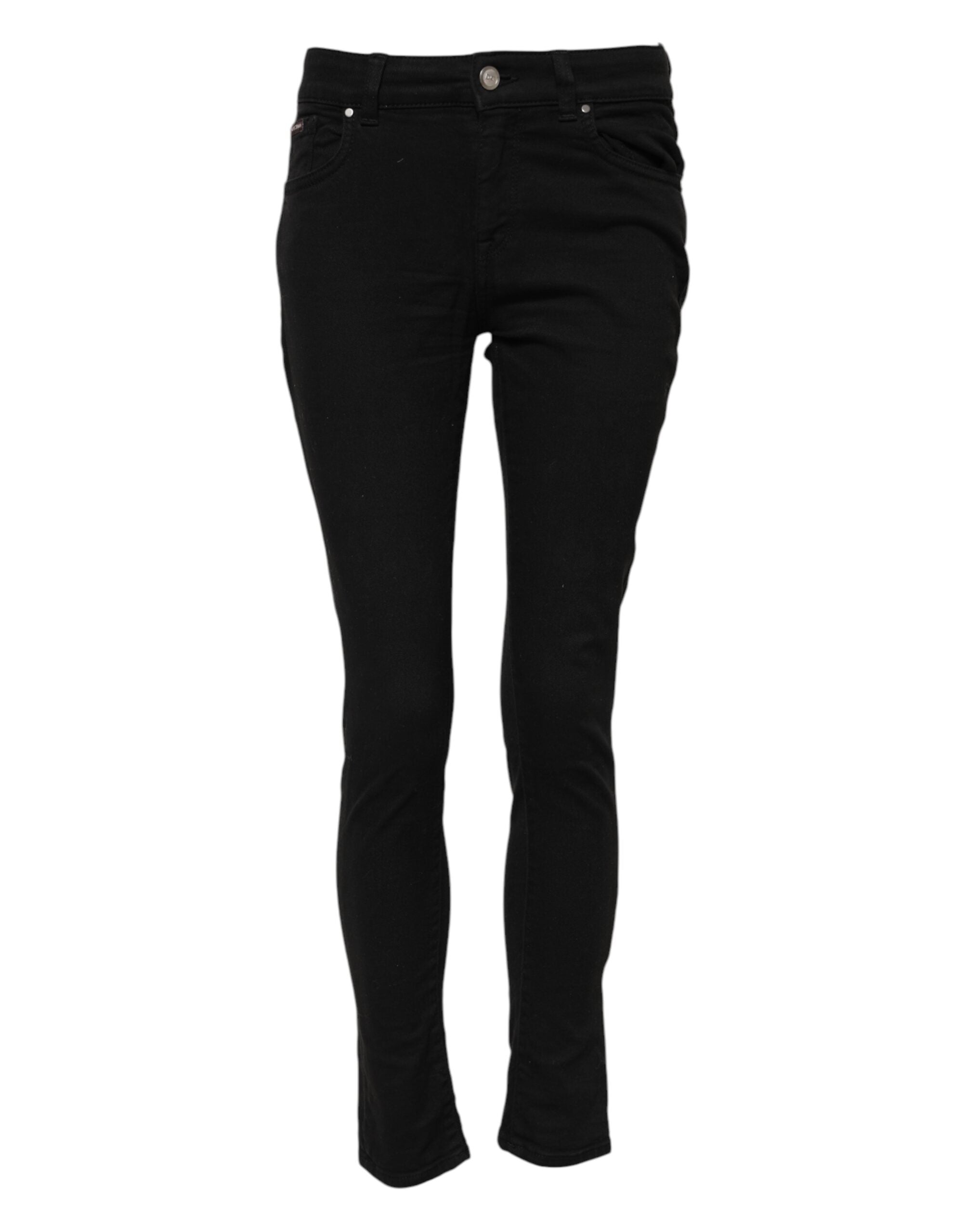 Dolce &amp; Gabbana Black Cotton Skinny Mid Waisted Denim Jeans
