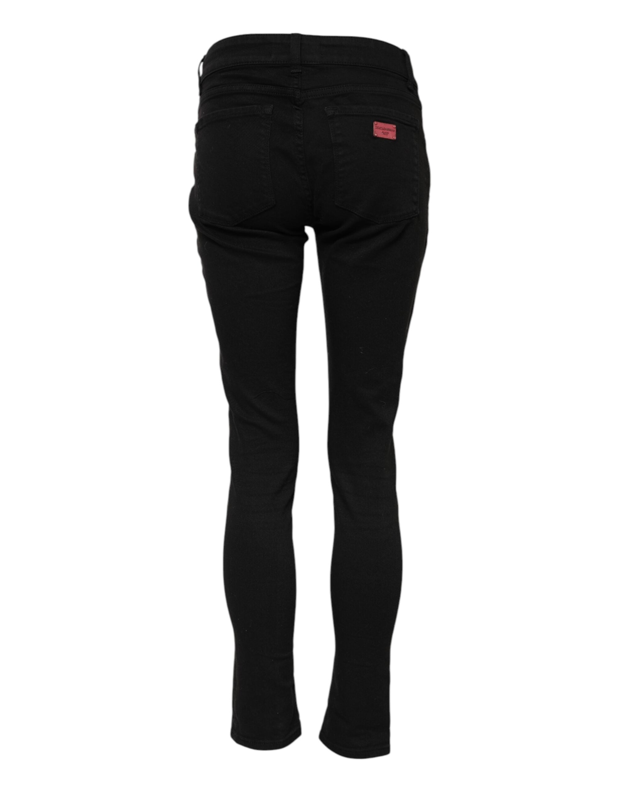 Dolce &amp; Gabbana Black Cotton Skinny Mid Waisted Denim Jeans