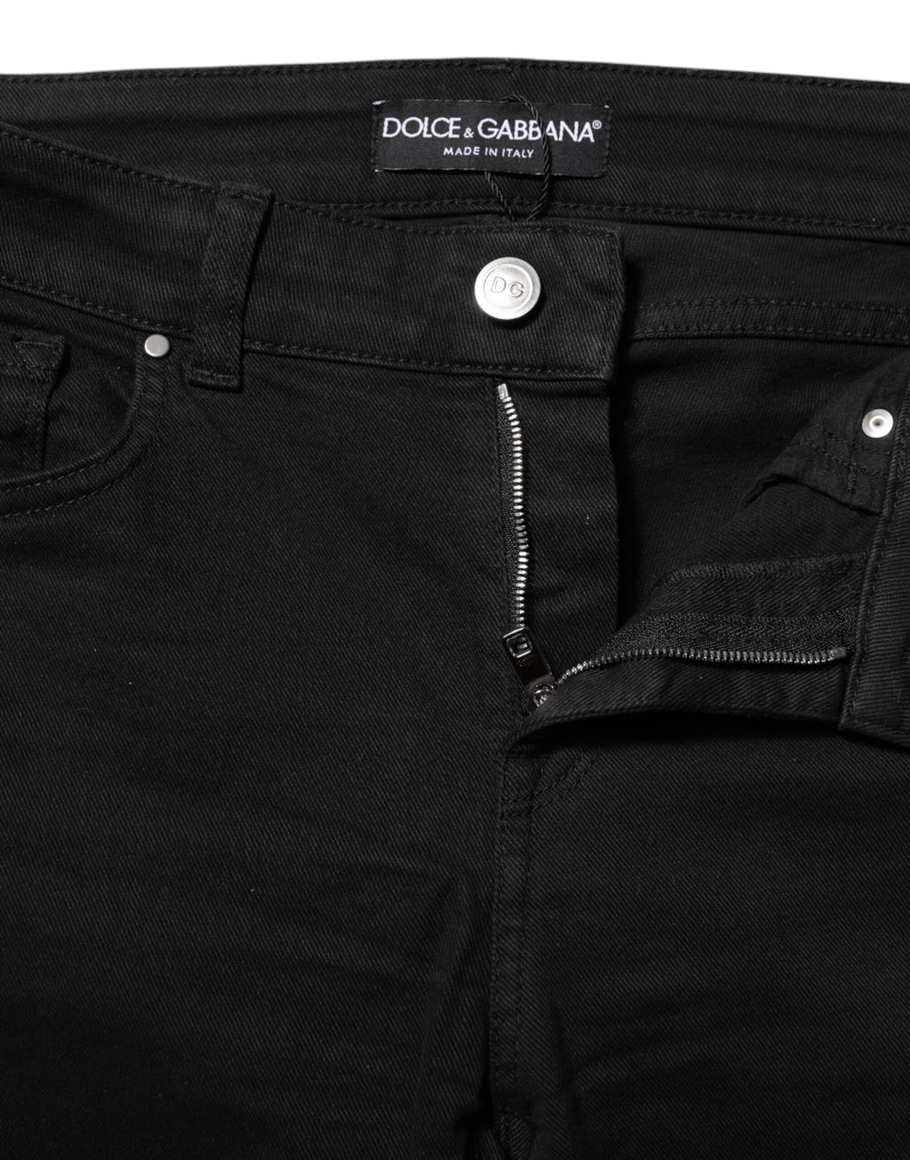 Dolce &amp; Gabbana Black Cotton Skinny Mid Waisted Denim Jeans
