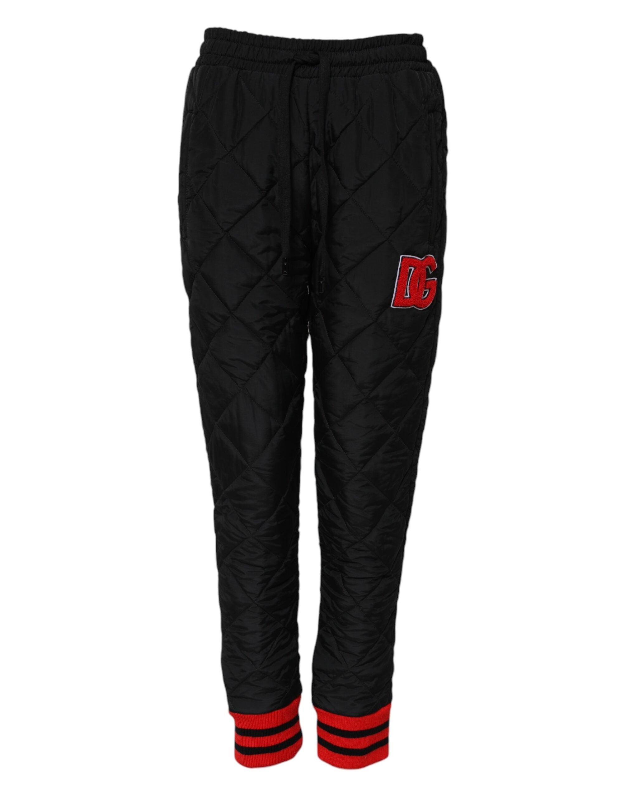 Dolce &amp; Gabbana Black Quilted Mid Waist Jogger Pants