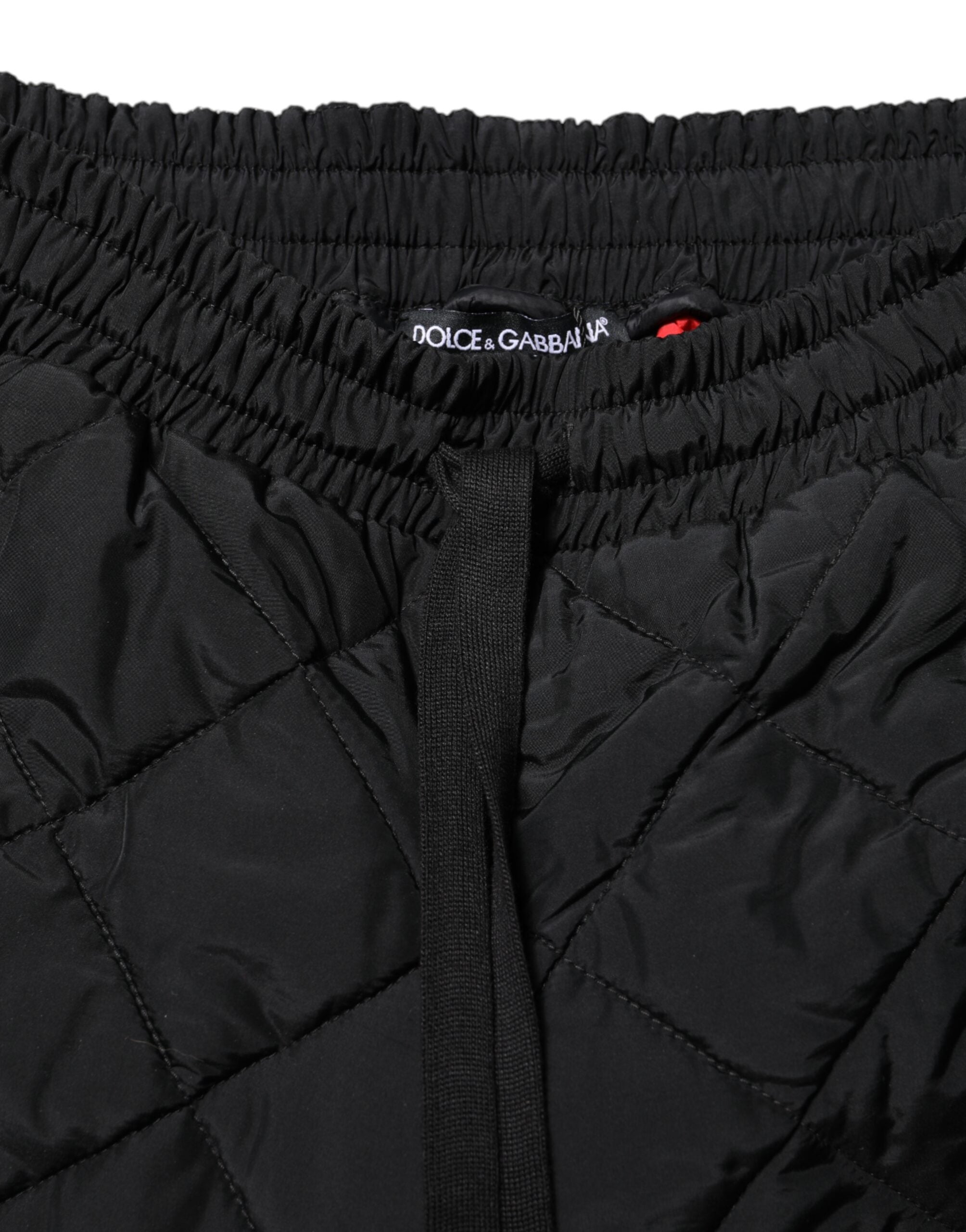 Dolce &amp; Gabbana Black Quilted Mid Waist Jogger Pants