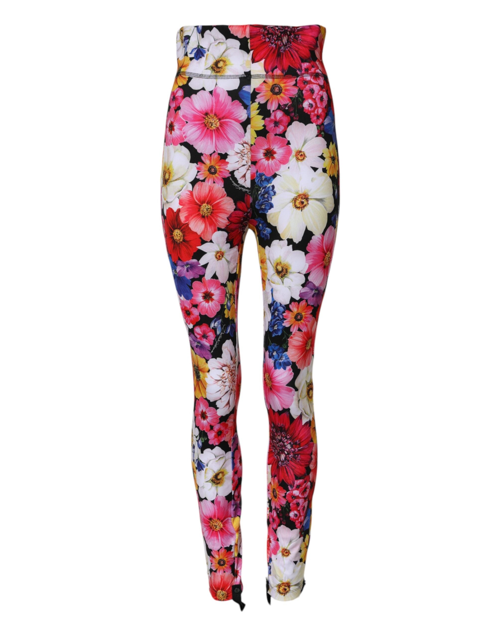 Dolce &amp; Gabbana Multicolor Floral High Waist Leggings Pants