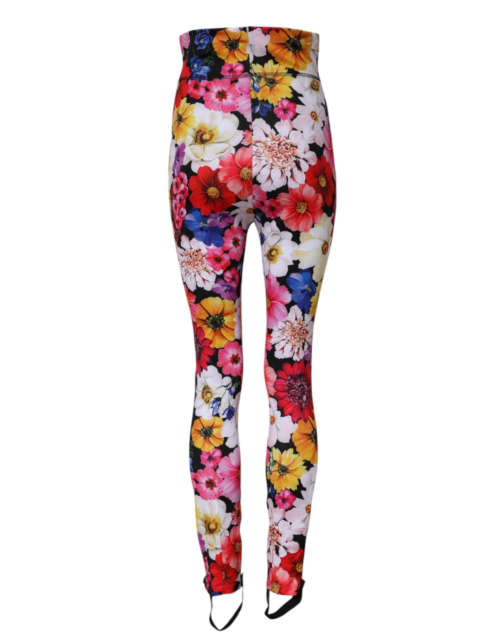 Dolce &amp; Gabbana Multicolor Floral High Waist Leggings Pants