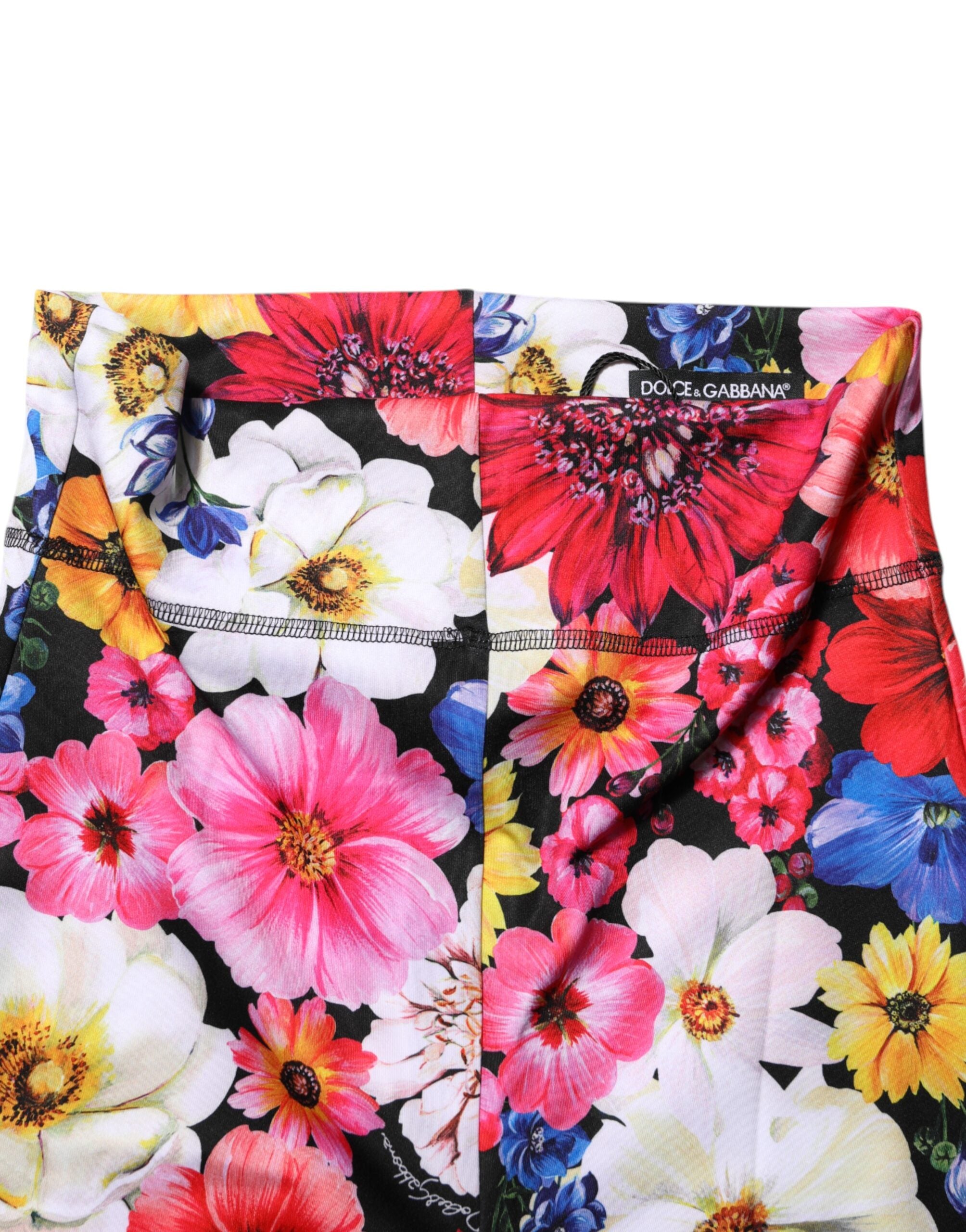 Dolce &amp; Gabbana Multicolor Floral High Waist Leggings Pants