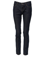 Dolce &amp; Gabbana Blue Skinny Cotton Mid Waisted Denim Jeans
