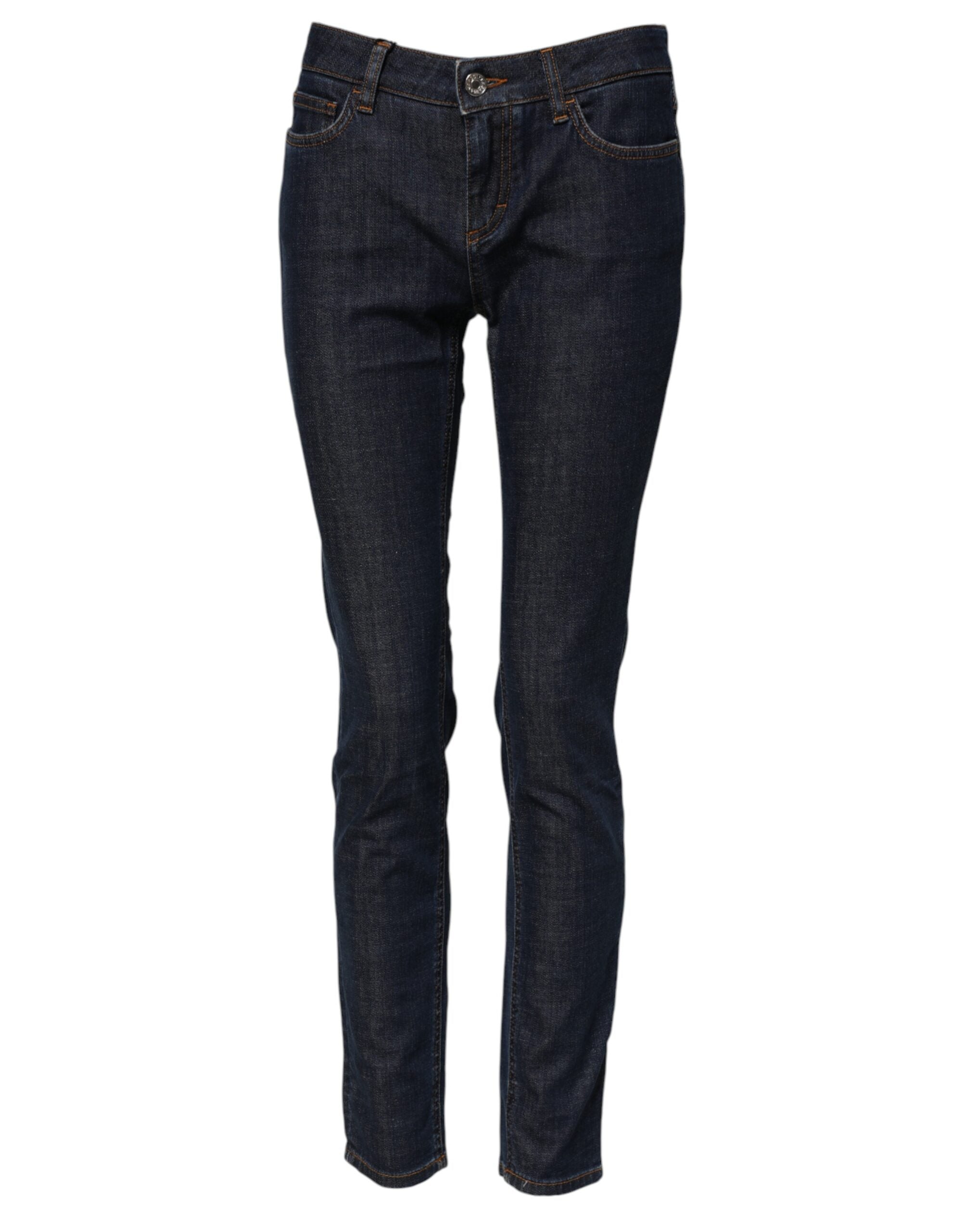 Dolce &amp; Gabbana Blue Skinny Cotton Mid Waisted Denim Jeans