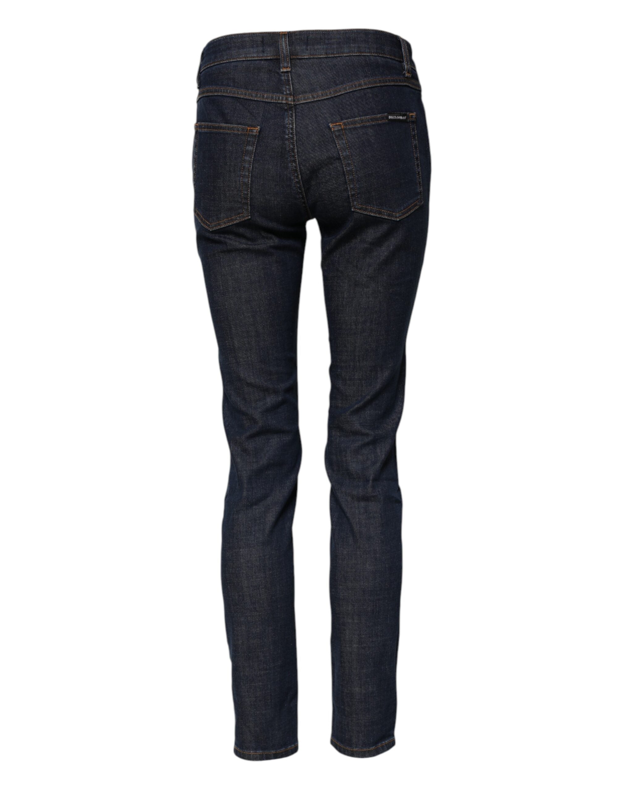 Dolce &amp; Gabbana Blue Skinny Cotton Mid Waisted Denim Jeans