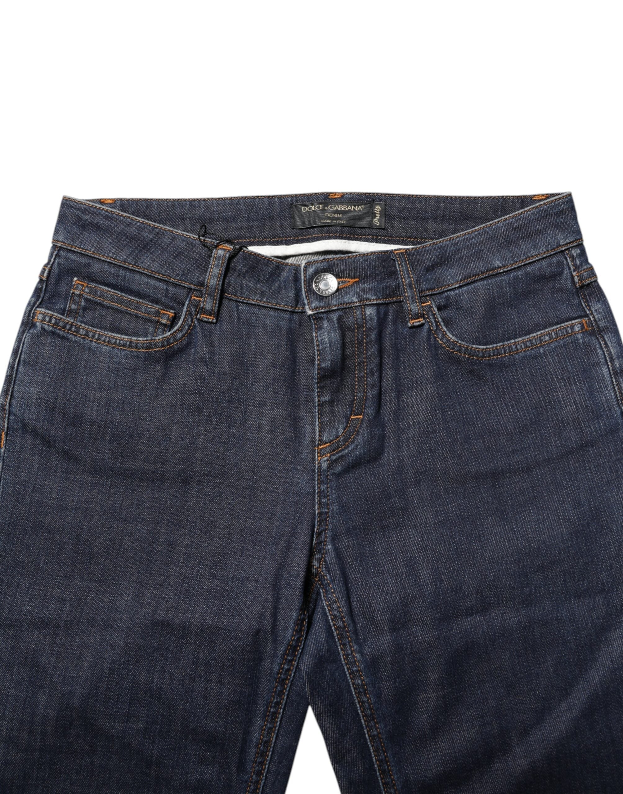 Dolce &amp; Gabbana Blue Skinny Cotton Mid Waisted Denim Jeans