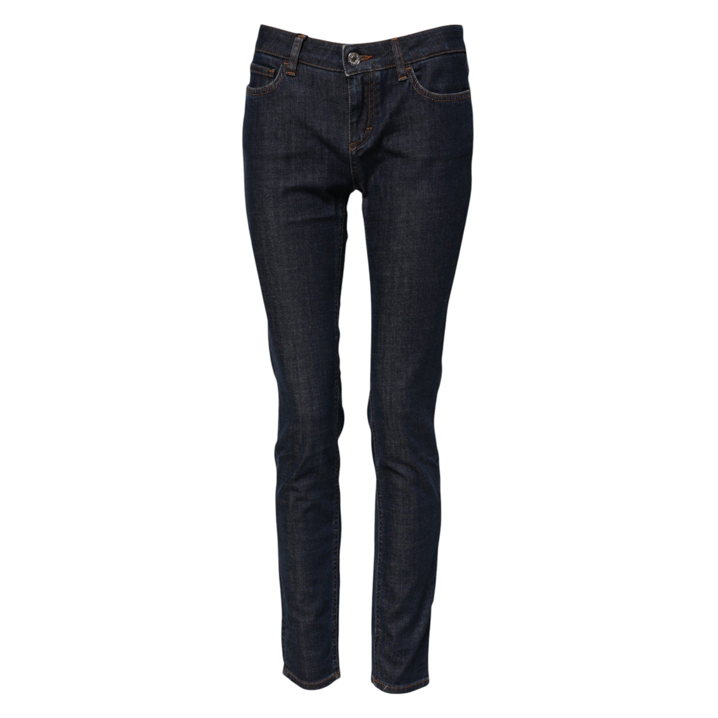 Dolce &amp; Gabbana Blue Skinny Cotton Mid Waisted Denim Jeans