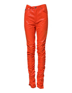 Dolce &amp; Gabbana Orange Cotton High Waisted Denim Jeans
