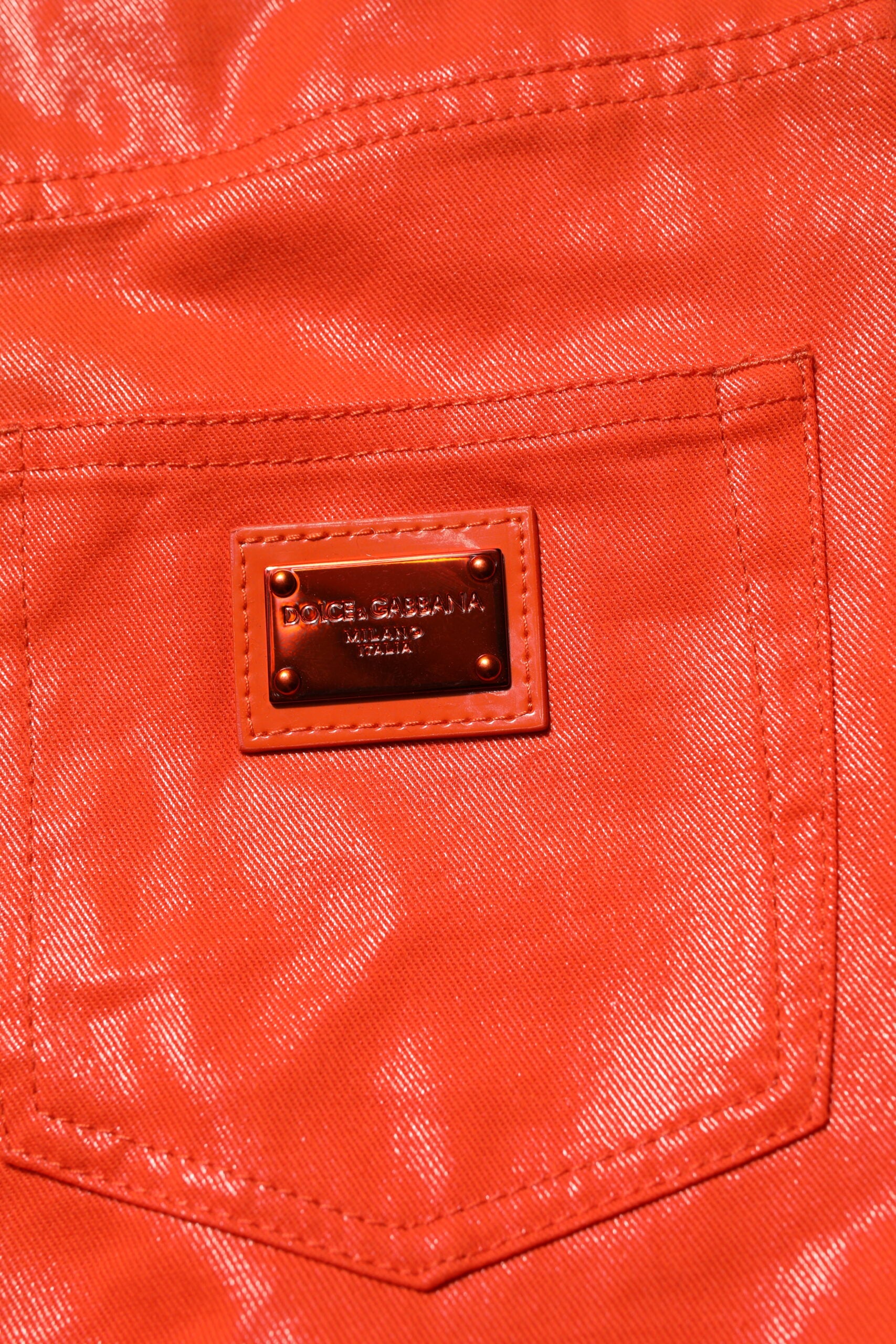 Dolce &amp; Gabbana Orange Cotton High Waisted Denim Jeans