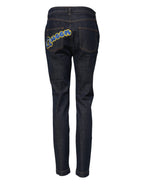 Dolce &amp; Gabbana Blue Queen Patch AUDREY Mid Waist Denim Jeans