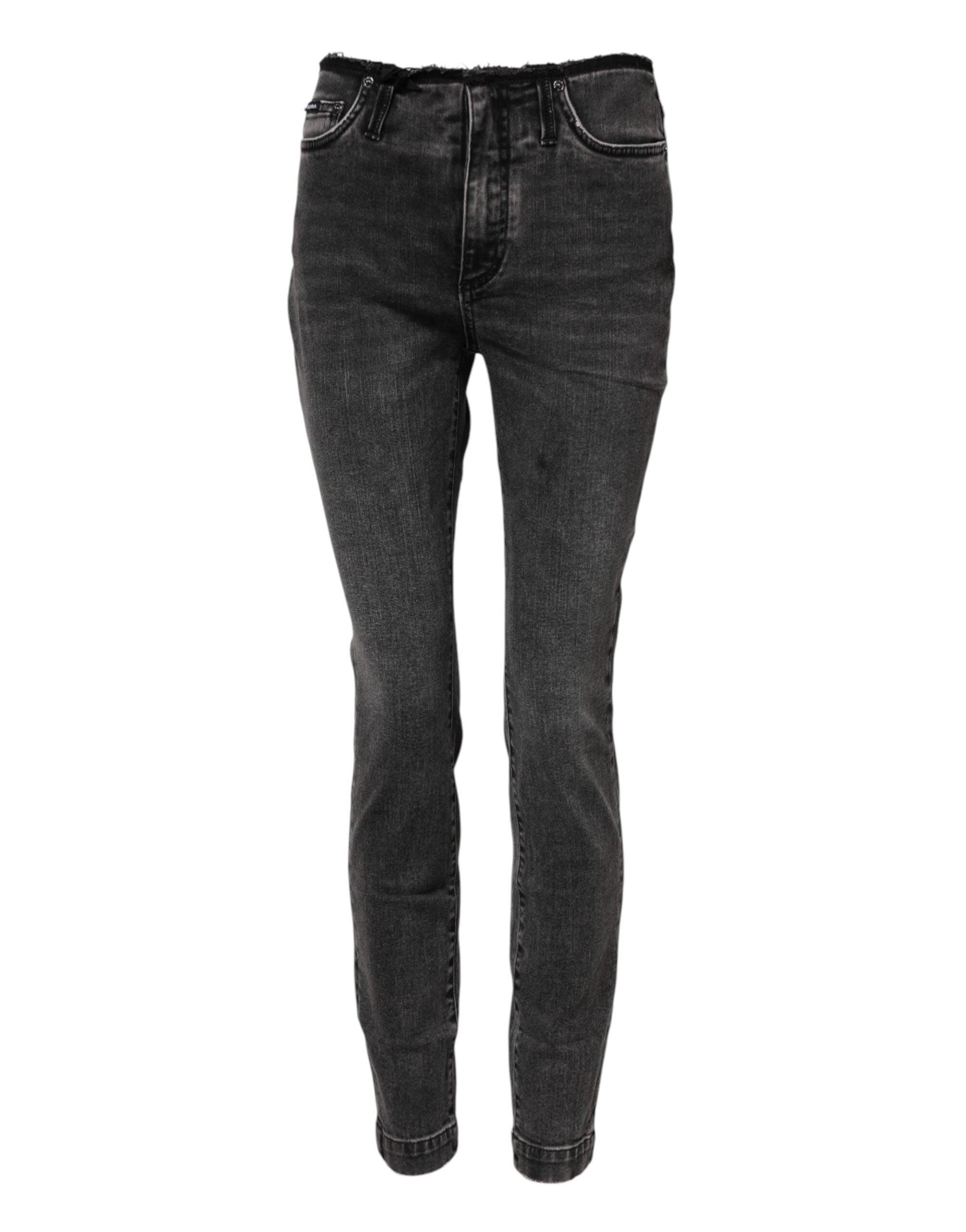Dolce &amp; Gabbana Gray Skinny Cotton Mid Waisted Denim Jeans