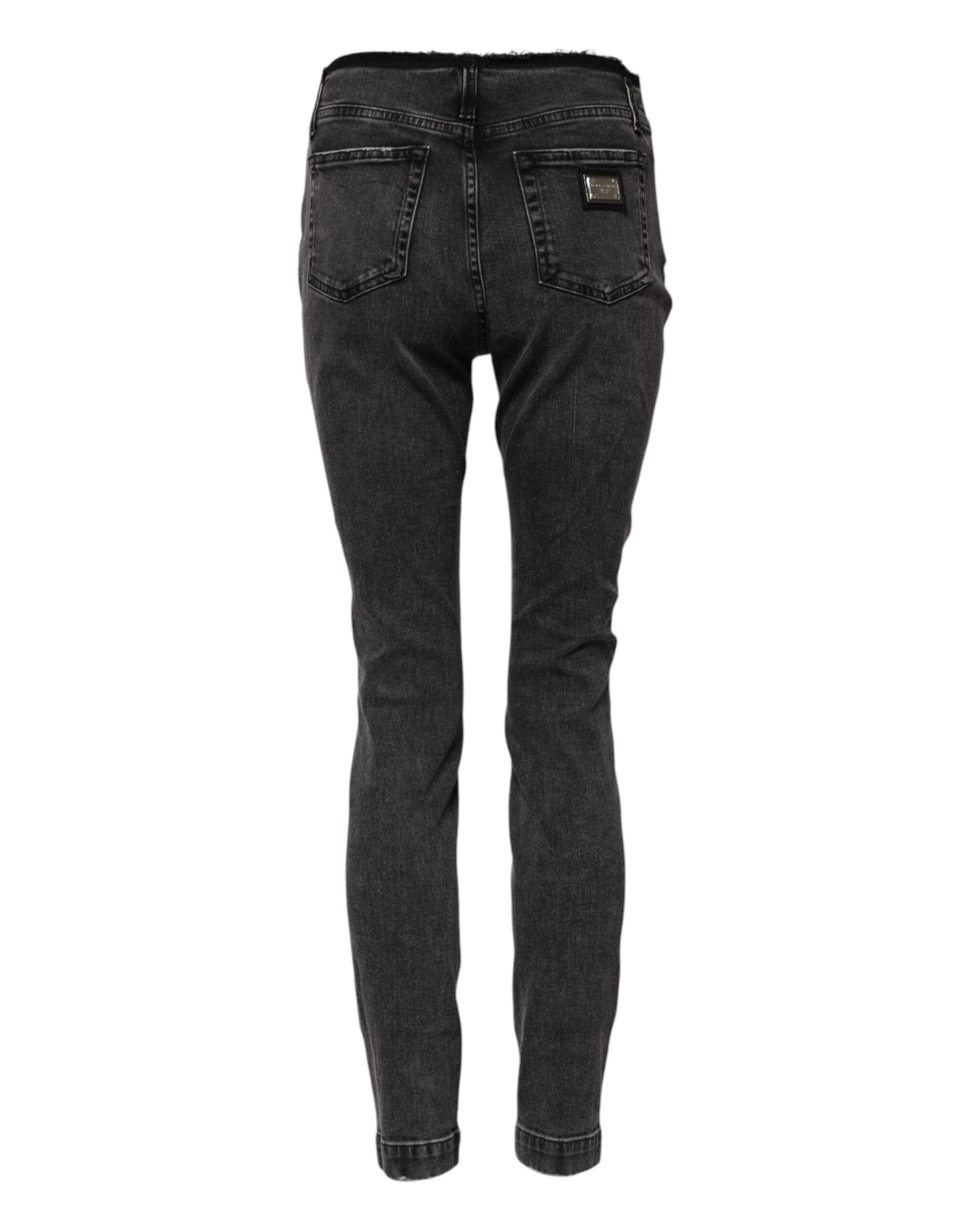 Dolce &amp; Gabbana Gray Skinny Cotton Mid Waisted Denim Jeans