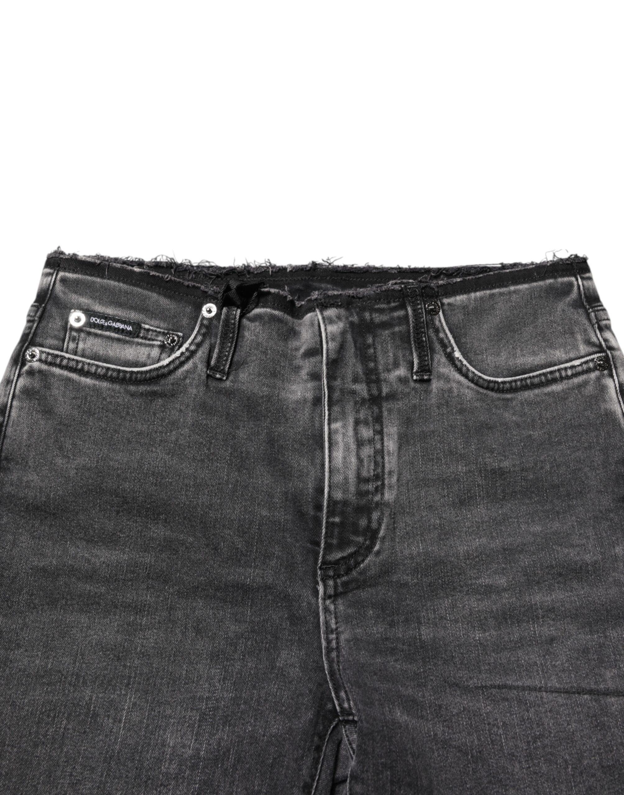 Dolce &amp; Gabbana Gray Skinny Cotton Mid Waisted Denim Jeans