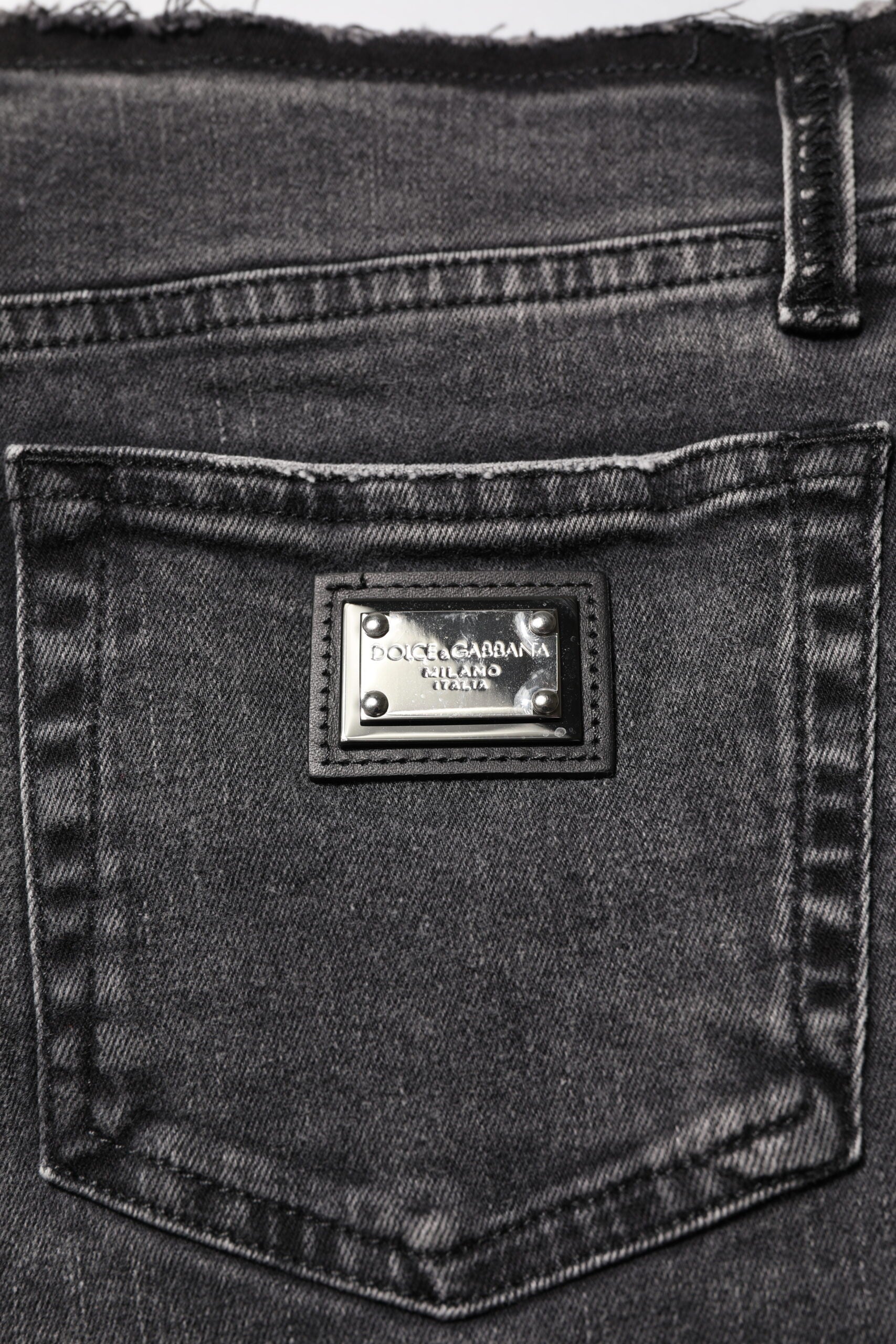Dolce &amp; Gabbana Gray Skinny Cotton Mid Waisted Denim Jeans
