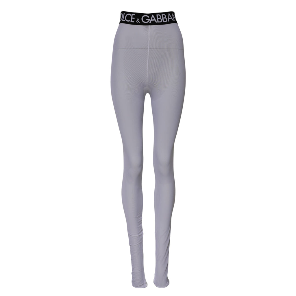 Dolce &amp; Gabbana Gray Nylon DG Logo Mid Waisted Leggings Pants